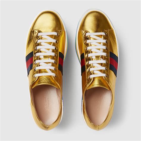 gold glitter gucci high tops|gucci women's sneakers.